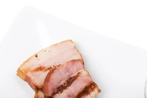 Fragment Petit Déjeuner Anglais Avec Bacon Gros Plan — Photo