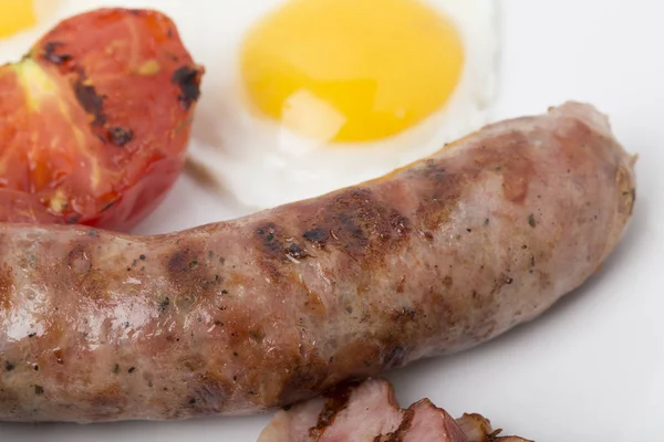 Fragment English Breakfast Sausage Close — Stock Photo, Image