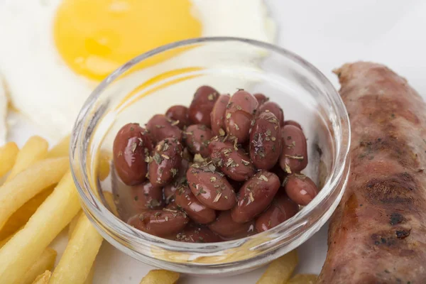 Fragmnet Breakfast Beans Bowl Close — Stock Photo, Image