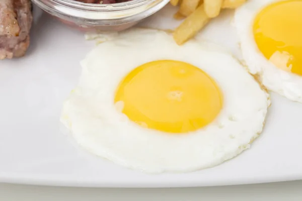 Fragmnet Café Manhã Com Ovos Fritos Close — Fotografia de Stock