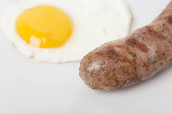 Fragmnet Van Het Ontbijt Met Gebakken Eieren Close — Stockfoto