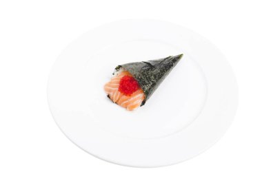 Taze somon ve kırmızı havyar ile Temaki.