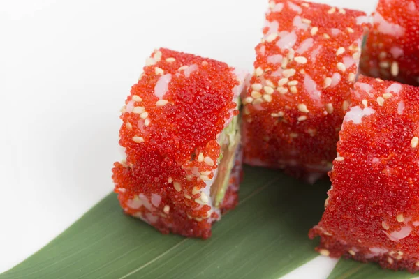 Sushi Roll with Red Flying Fish Roe. — Stock Photo, Image