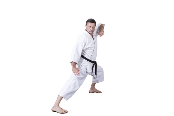 Dospělý sportovec provádí formální goju-ryu cvičení. — Stock fotografie