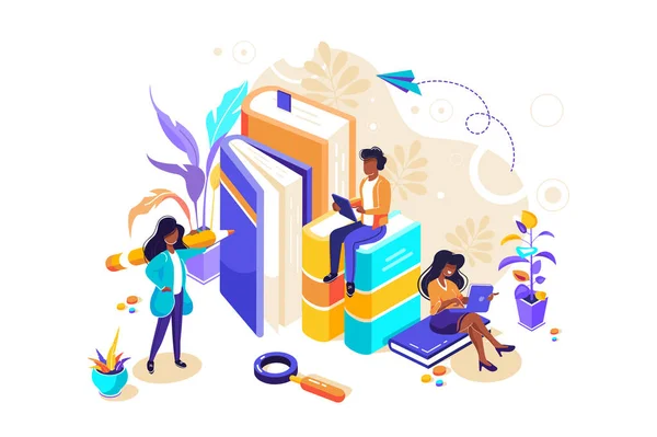 Kavram eğitimi, çevrimiçi eğitim, İnternet eğitimi, çevrimiçi kitap, özel dersler, sosyal medya için e-öğrenme, belgeler, kartlar, posterler. uzaktan eğitim vektörü illüstrasyonu çevrimiçi eğitim