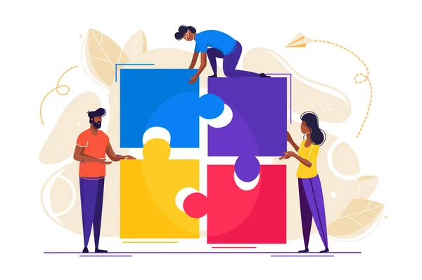 People connecting puzzle — Stock Vector