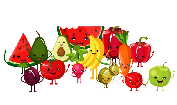 Ensemble de légumes et fruits juteux — Image vectorielle