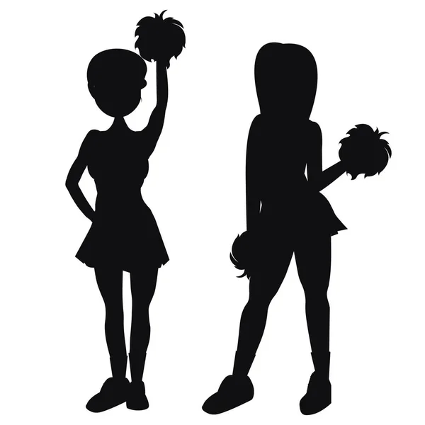 Silhouette Les filles sont pom-pom girls — Image vectorielle