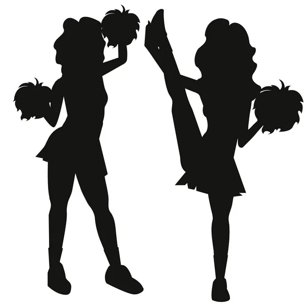 Silhouette Girls are cheerleaders — Stock Vector