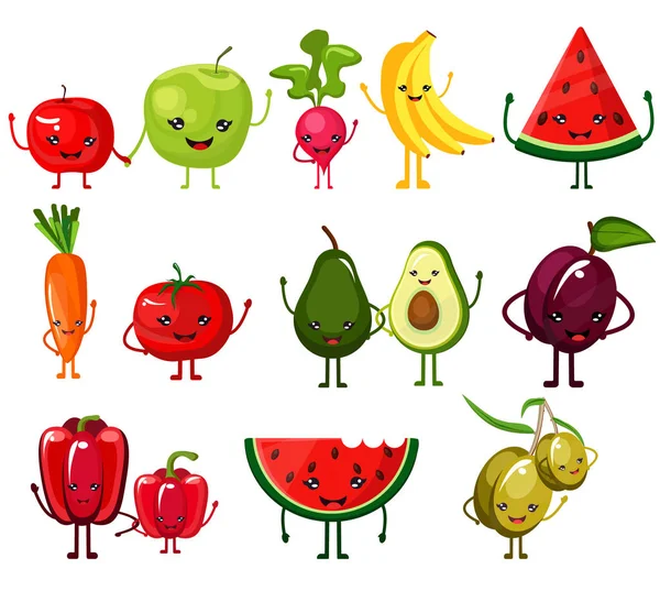 Ensemble de légumes et fruits juteux — Image vectorielle