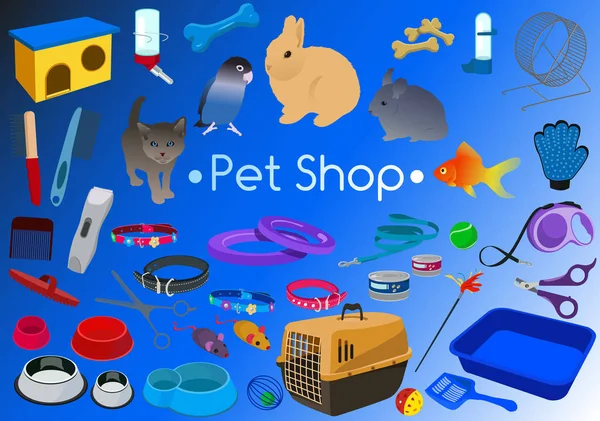 Pet Shop set. Husdjur — Stock vektor