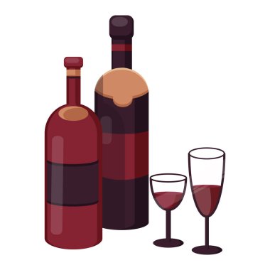 Cam şişe şarap ile