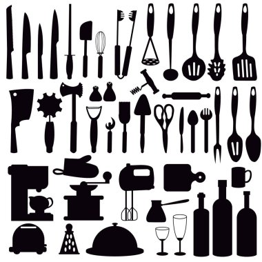 Set siluet mutfak gereçleri