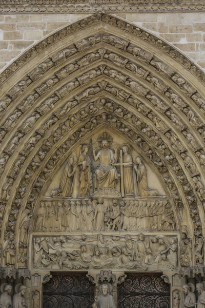 The Lord on facade of Notre Dame of Paris, France Stock Photo