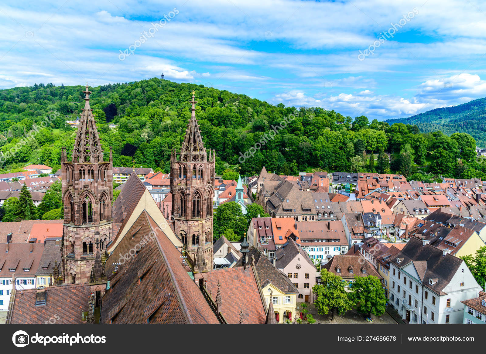 Aerial View From Freiburger Munster Cathedral Church Freiburg I