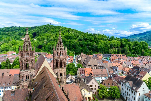 Freiburger Munster KatedralI Kilisesi'nden havadan manzara. Freiburg i
