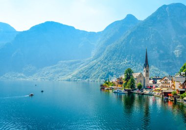 Hallstatter la Hallstatt Kilisesi güzel romantik görünümü
