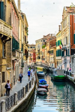 Venedik 'te Kanal Görünümü, Italya.