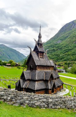 Stave Church (Stavkirke, Stavkyrkje) in Borgund, Laerdal, Norway