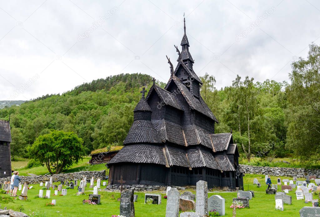 Stave Church (Stavkirke, Stavkyrkje) in Borgund, Laerdal, Norway