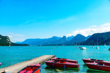 St Gilgen'de Wolfgangsee gölü. Salzkammergut, Salzburg, Austr