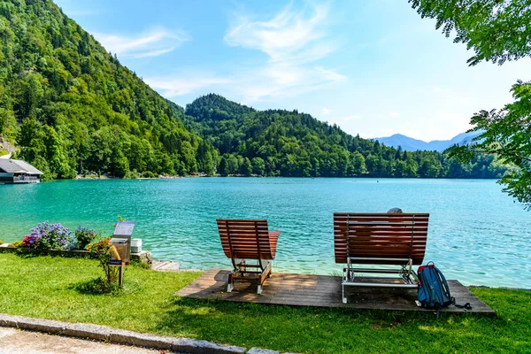 Lago Wolfgangsee en St Gilgen. Salzkammergut, Salzburgo, Austr —  Fotos de Stock