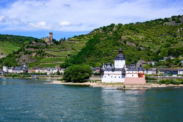 Pfalzgrafenstein 사망자 Pfalz Falkenau Burg Gutenfels Rhein Mittelrhein Poscard View — 스톡 사진