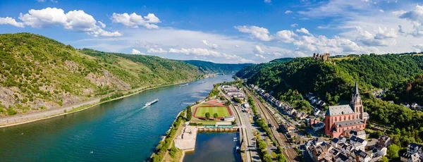 Vista Aerea Oberwesel Rhein Piccola Città Sull Alto Medio Reno — Foto Stock