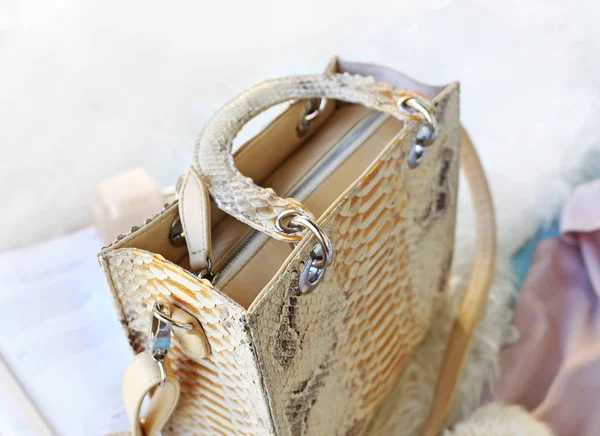 Fashion Women Python Skin Bag — Stock Photo, Image