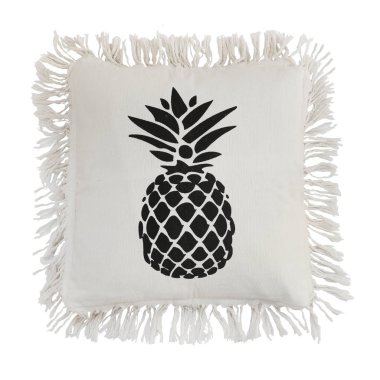 Beyaz arka planda izole yastık ananas. Modern Boho tarzı Eko Tasarım iç detayları