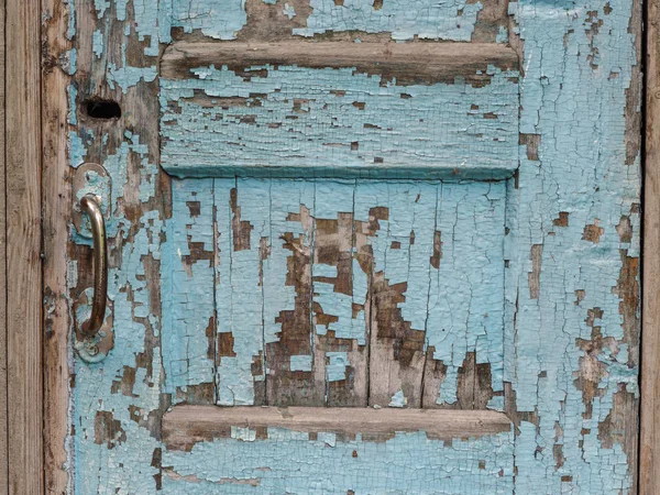 Vecchia Porta Legno Con Una Vernice Blu Irritata — Foto Stock