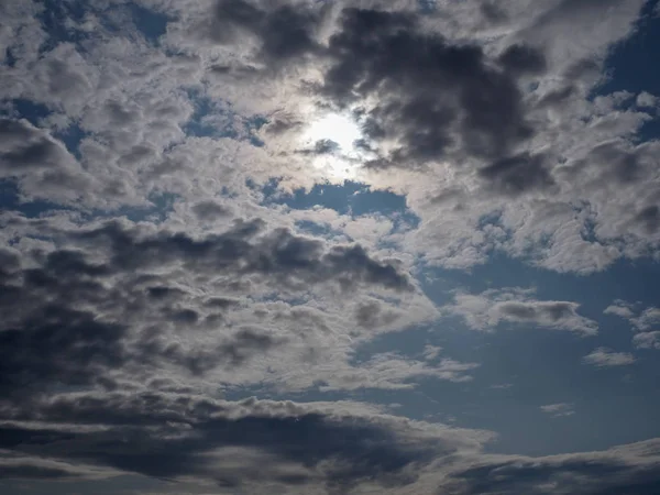 Gray Sky Covered Cloudy Dense Clouds Graying Day Sky Landscape — Stock Photo, Image