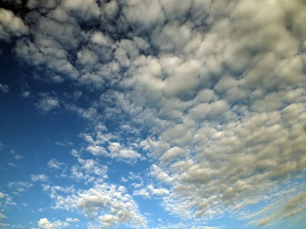 Nuvens Brancas Cinzentas Céu Azul Iluminado Pelo Sol — Fotografia de Stock