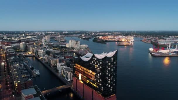 Hamburg Centrum Financiële Wijk Stad Wegen Gebouwen Office Wolkenkrabbers Ferry — Stockvideo