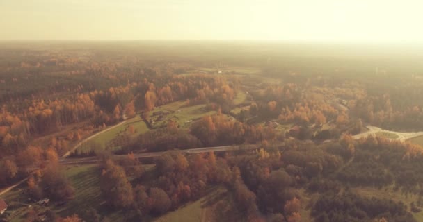 Imagens Aéreas Folhagem Pequena Cidade Estónia Pôr Sol — Vídeo de Stock