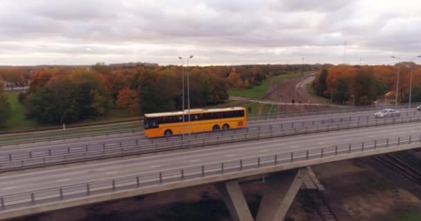 Filmati Aerei Fogliame Nella Piccola Città Estone Tramonto — Video Stock