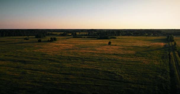 Edificio Rovina Tetto Rotto Filmati Aerei Tramonto Campagna — Video Stock