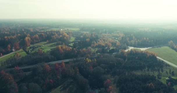 Imágenes Aéreas Follaje Una Pequeña Ciudad Estonia Atardecer — Vídeos de Stock