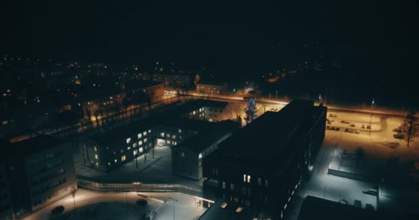 Úžasný Vzdušný Pohled Kohtla Jarve City Noci Estonsko Městská Krajina — Stock video