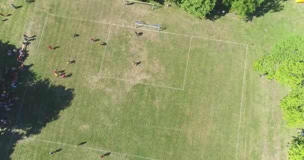 Duas Equipes Jogando Bola Futebol Livre Vista Superior — Vídeo de Stock