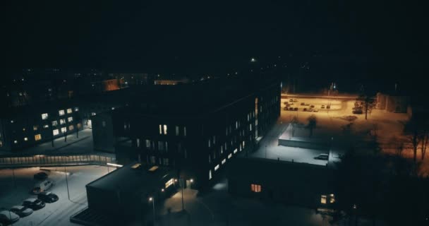 Fantastisk Flyg Bild Kohtla Jarve City Natten Estland Stads Landskap — Stockvideo