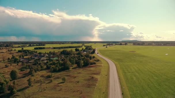 Imágenes Aéreas Follaje Pequeño Pueblo Estonio Vuelo Aéreo Otoño Ciudad — Vídeo de stock