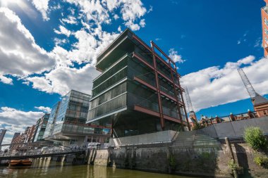 Hamburg, Almanya - 30 Haziran 2018: Hamburg'un Depo bölgesi (Speicherstadt), Almanya.