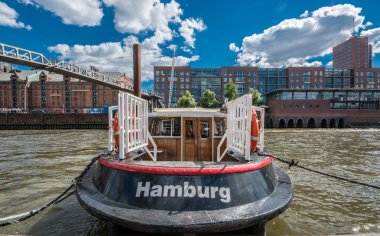 Hamburg, Almanya - 30 Haziran 2018: Hamburg'un Depo bölgesi (Speicherstadt), Almanya. 
