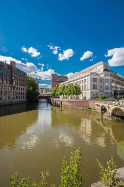 Hamburg, Almanya - 30 Haziran 2018: Hamburg'un Depo bölgesi (Speicherstadt), Almanya.