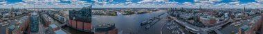 Hamburg, Almanya-30 Haziran 2018: Hamburg 'da Elbphilharmonie 'de havadan görünüm. Yaz şehir manzara.