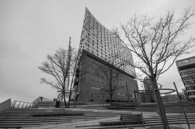 Hamburg, Almanya - 25 Aralık 2017: Elbphilharmonie, Almanya'nın Hamburg'un Hafen City mahallesinde bir konser salonu.