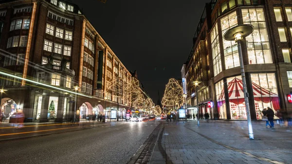 Hamburgo Alemania Diciembre 2017 Calles Edificios Hamburgo Por Noche Segunda —  Fotos de Stock