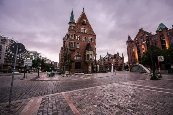 Hamburg Deutschland Juli 2018 Speicherstadt Hamburg Der Nacht — Stockfoto