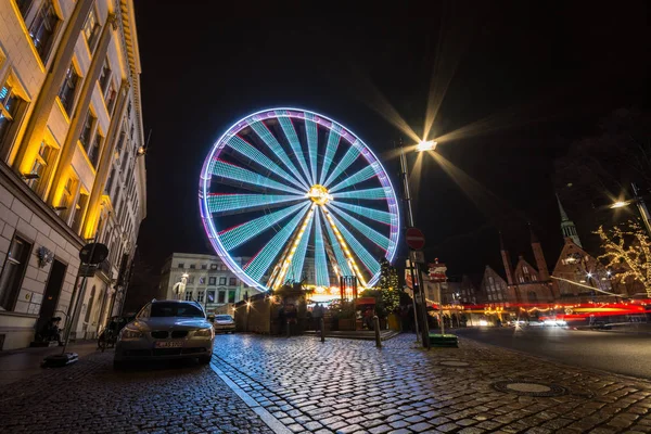 Lubeck Alemanha Dezembro 2017 Lubeck Ferris Wheel Longa Exposição Tempo — Fotografia de Stock